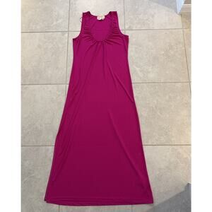 Anthropologie Fuchsia Maxi Dress Sleeveless V-Neck Scoop Women Size M Pullover